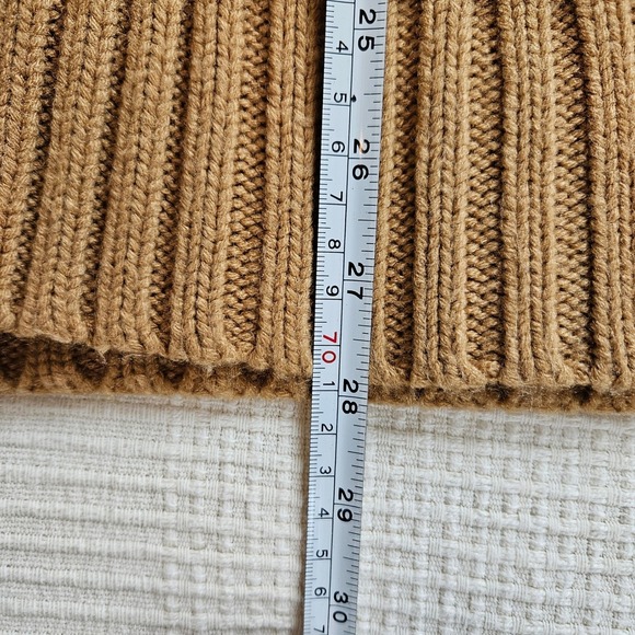 Camel Tan Cable Knit Cardigan Sweater Eclectic Grandpa Buttons Pockets Women M/L - Picture 6 of 9